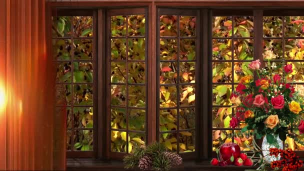 depositphotos 195583252 stock video autumn window flowers weather